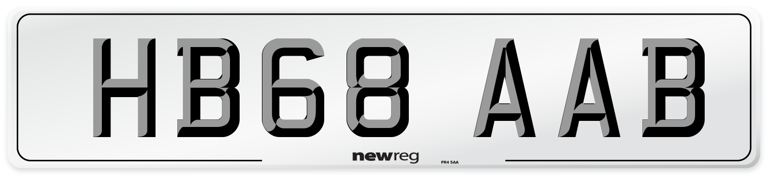 HB68 AAB Number Plate from New Reg